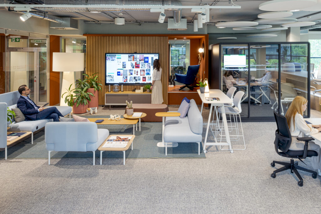 employees in a human centric hybrid office design
